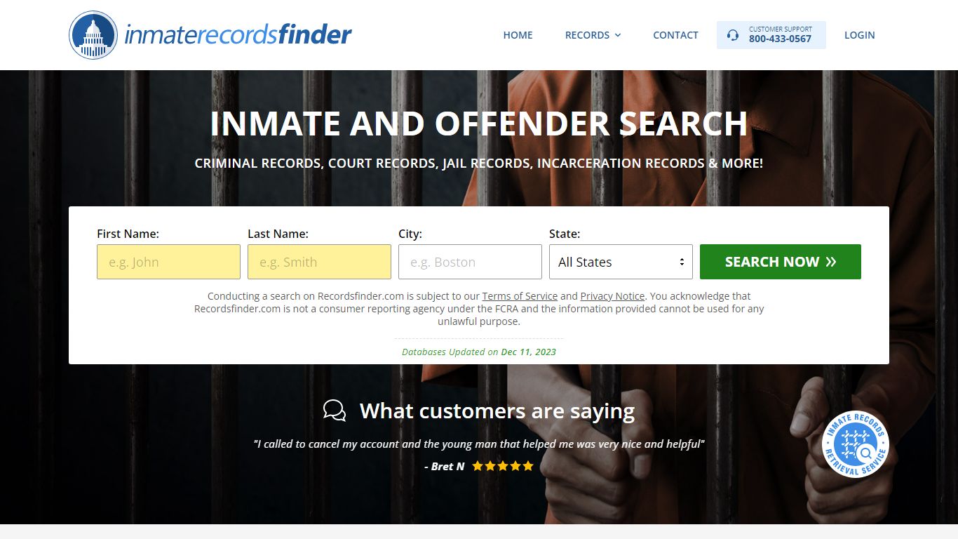 Inmate Search - Recordsfinder.com